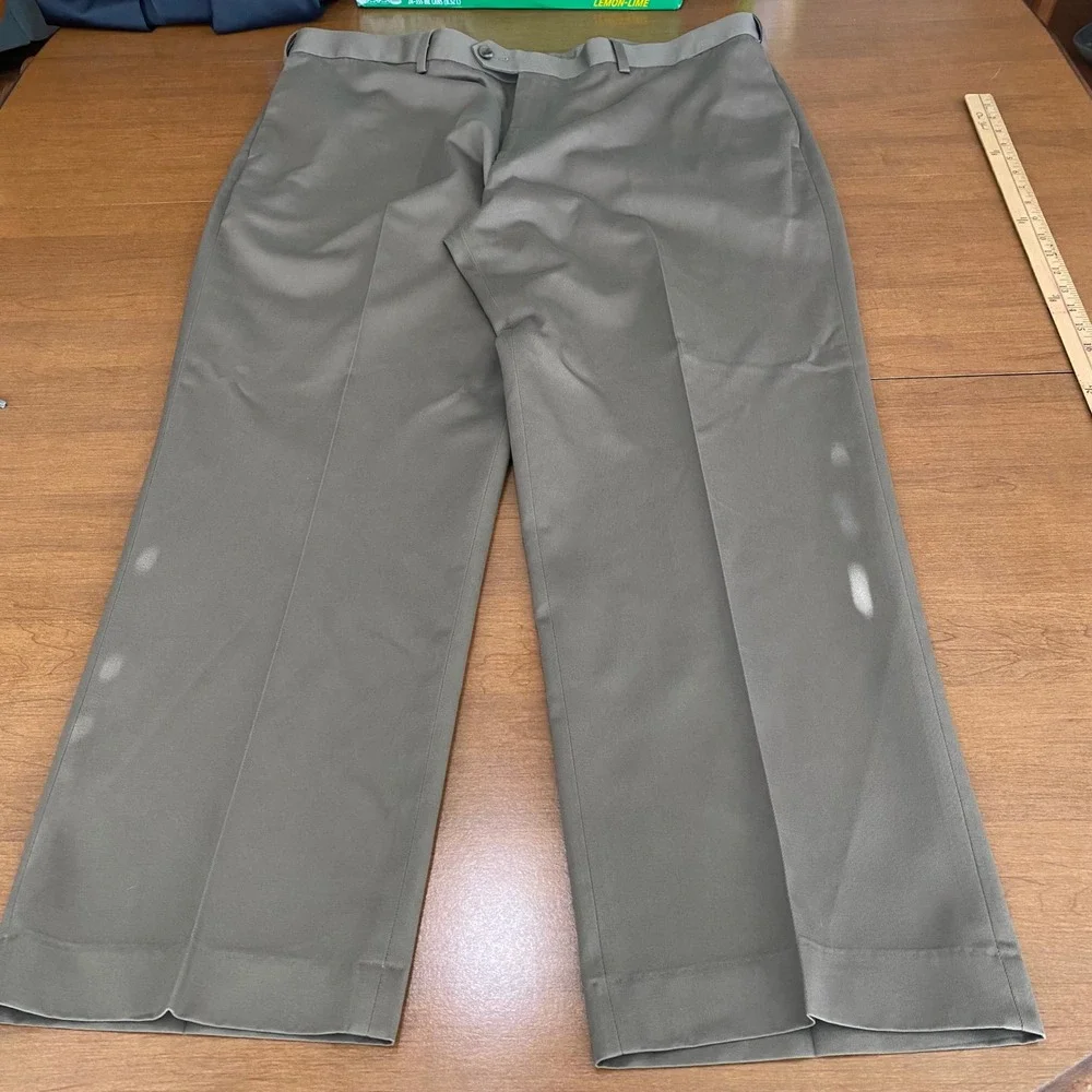 Perry Ellis Portfolio Mens 42x30 Dress Pants Sandstone Tan Flat Front No Iron - Picture 7 of 10